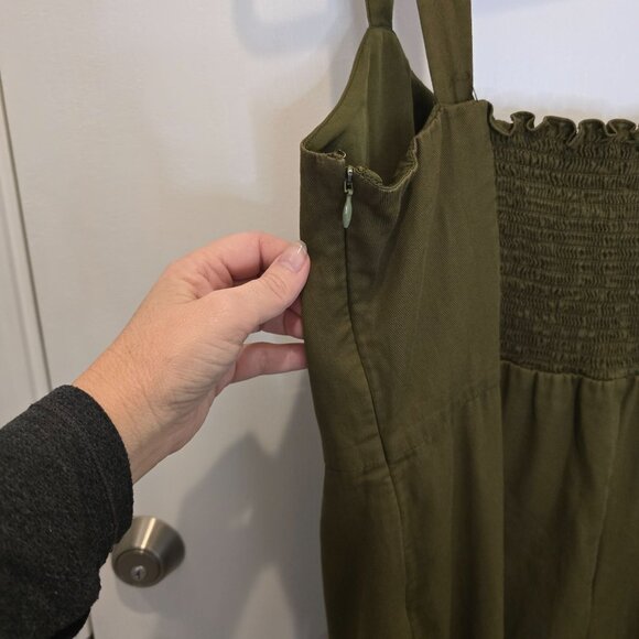 Sachin & Babi Olive Green Laura Dress Size 14 With Ruffled Eyelet Hem Made In In - Picture 9 of 16